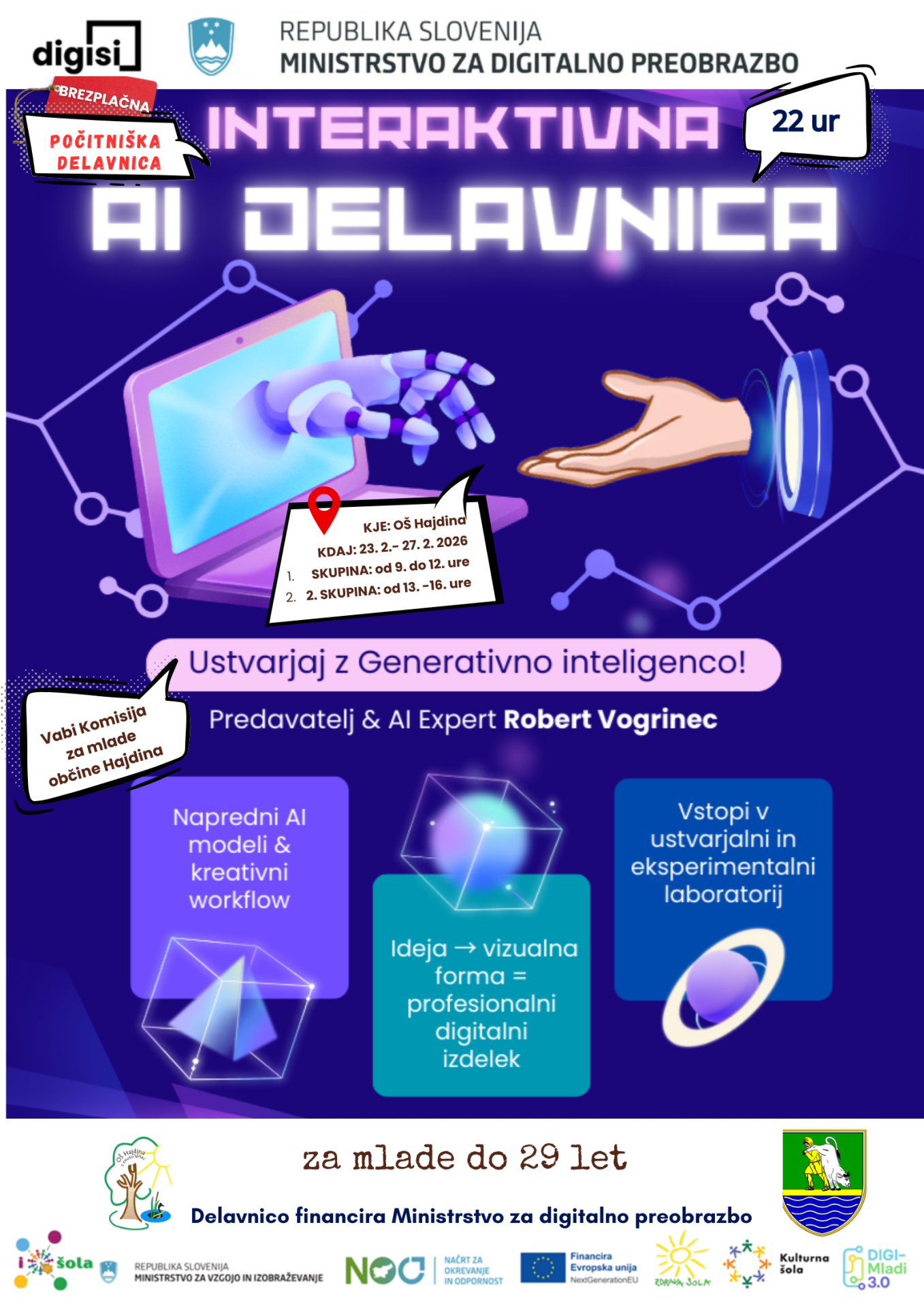 INTERAKTIVNA AI DELAVNICA NA Osnovna šola in vrtec Hajdina